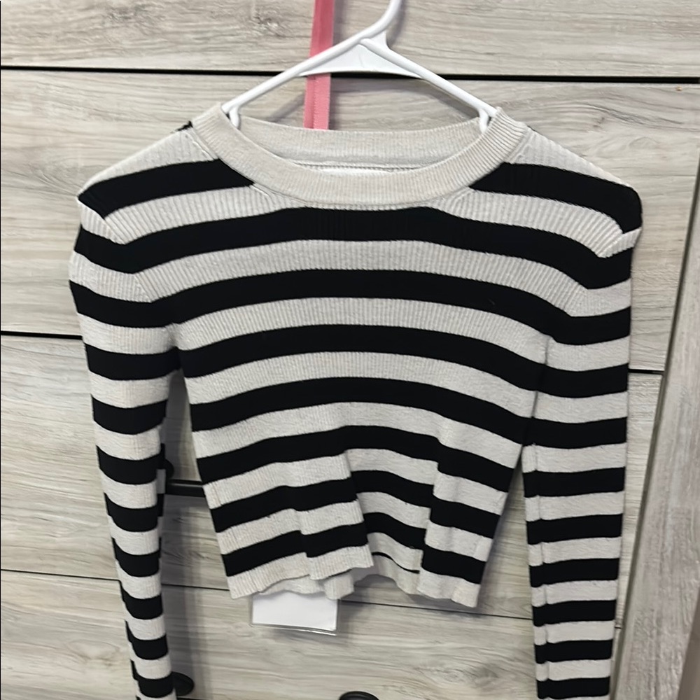 Zara Monochrome Striped Knit Top
